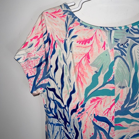 Lilly Pulitzer WYNNE MAXI DRESS Crew Blue Tint Kaleidoscope Coral Print Meidum - Picture 9 of 13